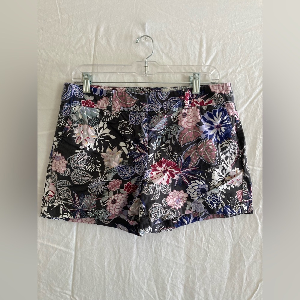 LOFT Floral Print Shorts in Black, Pink, Blue